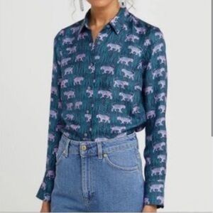 J.Crew Collection Silk Tiger Blouse size 2